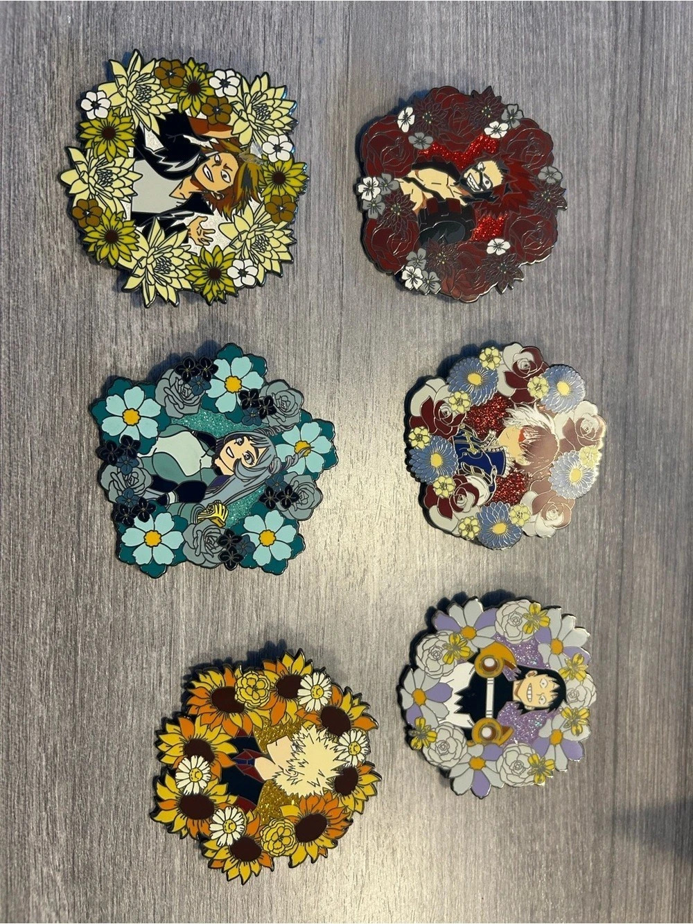 MHA Floral Brooch Set Multicolor & Black